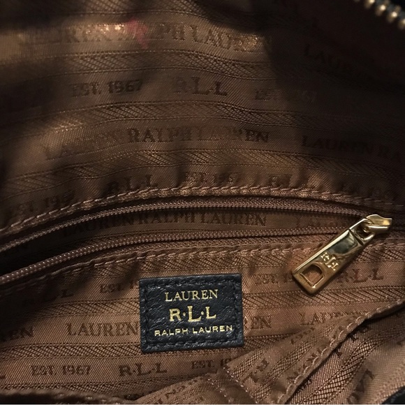 Lauren by Ralph Lauren Black Leather Crossbody Bag Gold Hardware - Picture 11 of 12